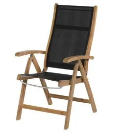 Exotan Verstelbare Tuinstoel Caldo - Teak - Zwart - 107x59x65