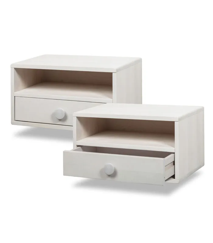 WOODEK 2 X Zwevend Nachtkastje HOPE In Berkenhout