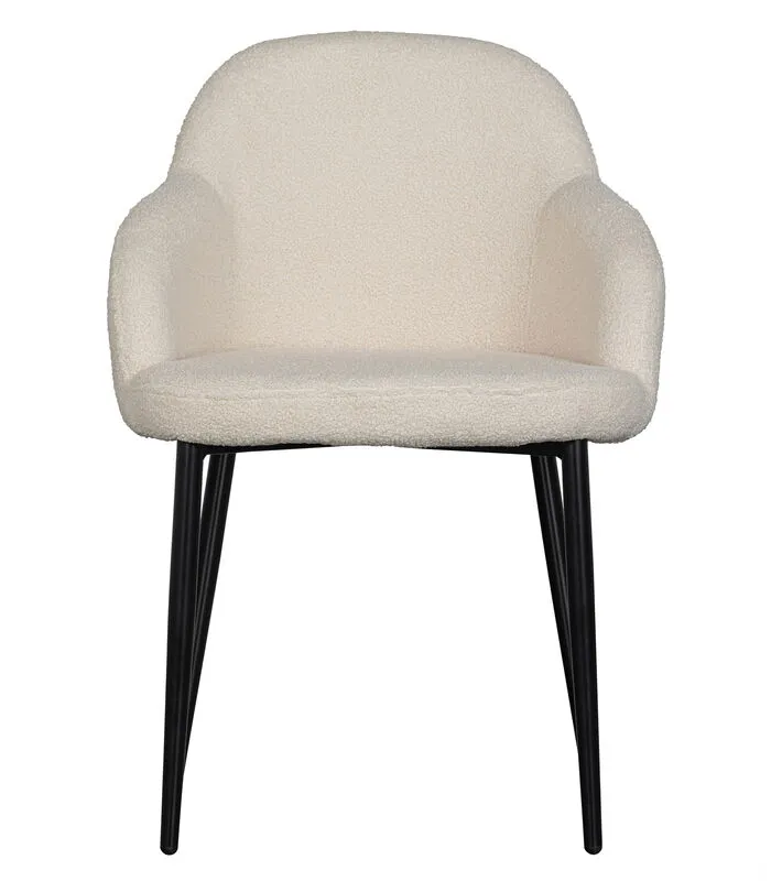 WOOOD Eetkamerstoel Noortje - Teddy - Wit - Set Van 2 - Image 3