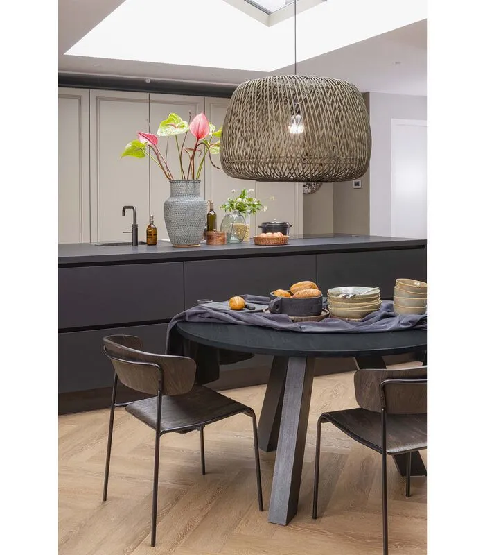 WOOOD Eettafel Rhonda - Eiken - Blacknight - 77x129x129 - Image 3