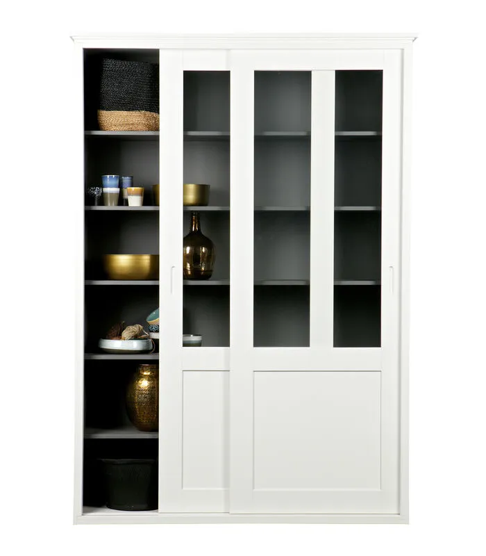 WOOOD Vince Schuifdeurkast - Grenen - Wit - 208x147x46