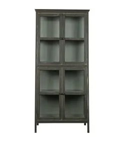 BePureHome Herritage Schuine Kast - Hout/Glas - Zwart - 173x79x45