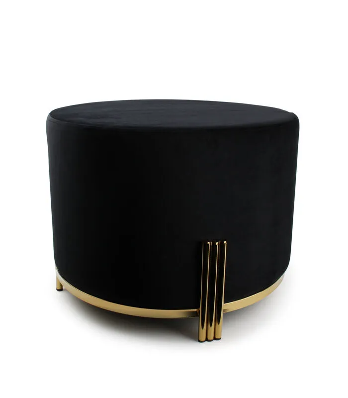 Salt & Pepper Poef 55xH40cm Velvet Zwart Misa