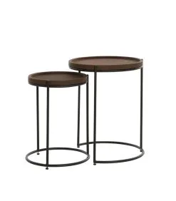 Light & Living Bijzettafel Jairo - Bruin/Zwart - Ø53+Ø45,5cm