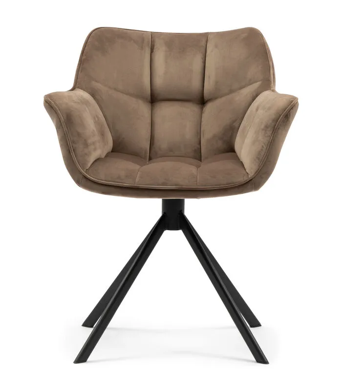 Rivièra Maison Eetkamerstoel Draaibaar Carnaby Dining Armchair - Polyester - Goud