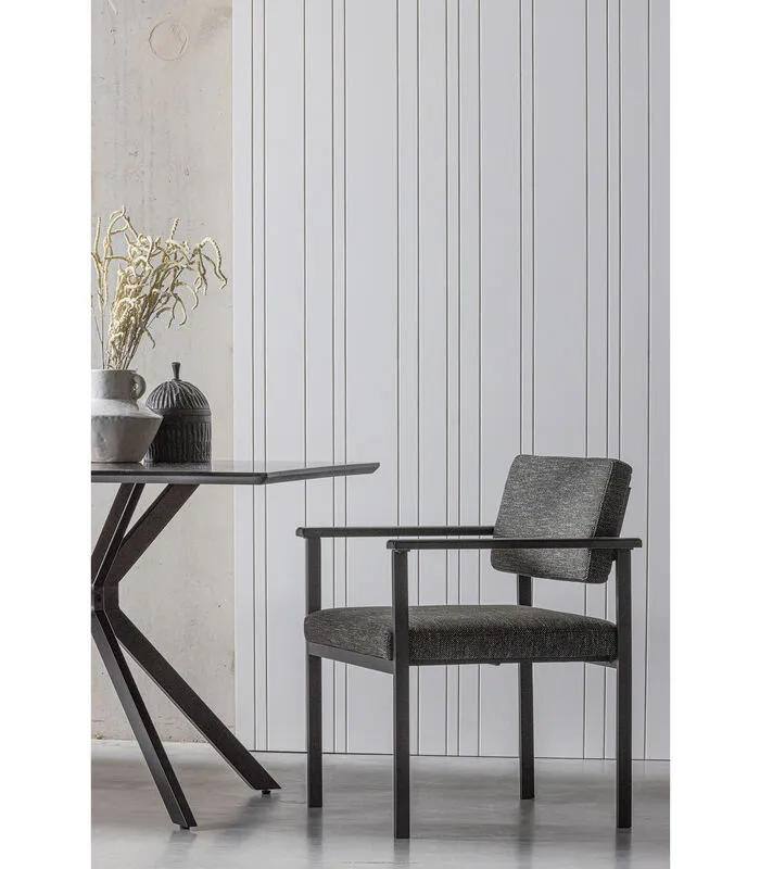 WOOOD Eetkamerstoel Gust - Polyester - Donkergrijs - Set Van 2 - Image 2