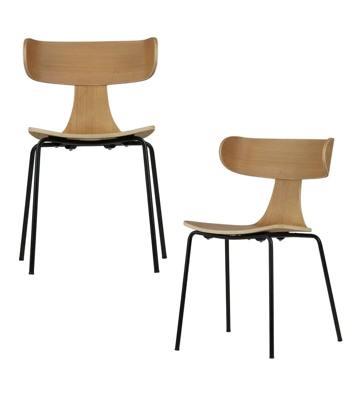 BePureHome Form Stoel - Hout - Naturel - Set Van 2