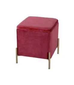 Leitmotiv Poef Snog - Velvet Kleibruin, Goud Geverfde Poten - 45x45x47cm