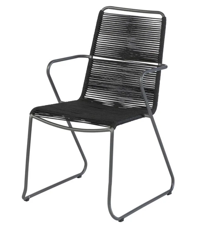 Exotan Tuinstoel Met Armleuning Slimm - Metaal - Zwart - 88x61x52