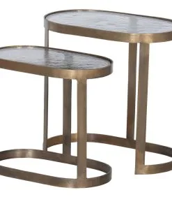 BePureHome Clean Bijzettafels - Metaal/Glas - Brass - Set Van 2