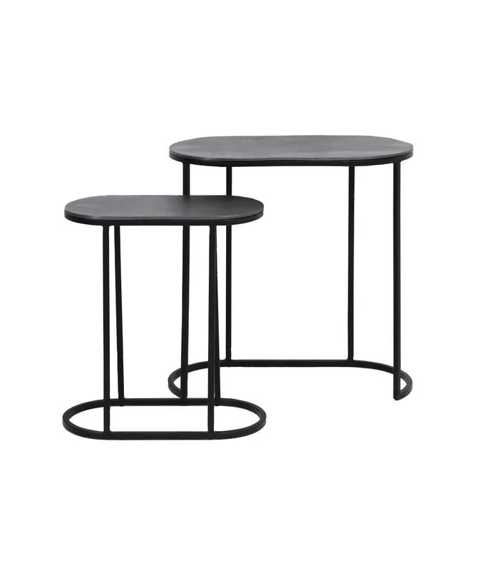 Light & Living Bijzettafel Bocov - Zwart - 53x26x53cm - Image 3