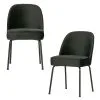 BePureHome Vogue Eetkamerstoel - Fluweel - Zwart - Set Van 2