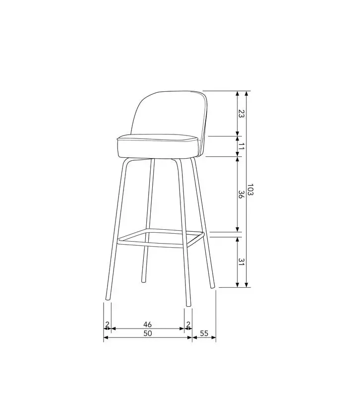 BePureHome Barstoel Vogue - Velvet - Naturel - 103x50x55 - Image 3