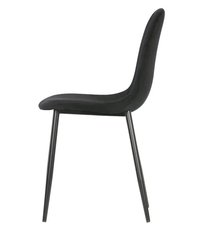 WOOOD Marije Eetkamerstoel - Velvet - Zwart - Set Van 2 - Image 3